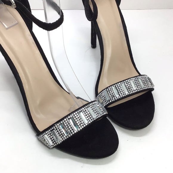 Lov Mark Black Suede Open Toe Heeled Sandals - Picture 7 of 12